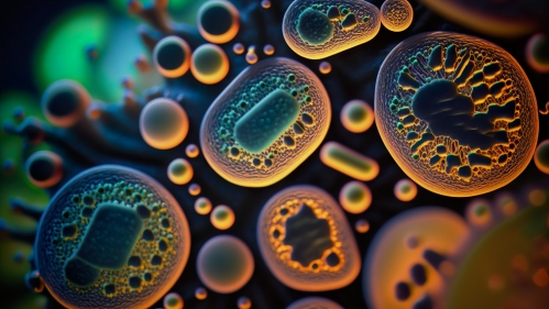 Macro close-up of intricate Bacterial and Viral Cells