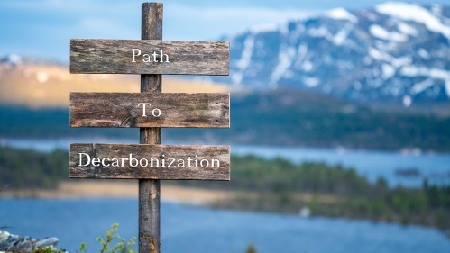 Path to Decarbonization outdoor wooden sign
