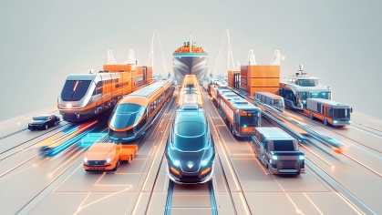 Futurestic illustration of modes of transport.