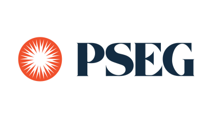 PSEG logo in black with orange sun image.