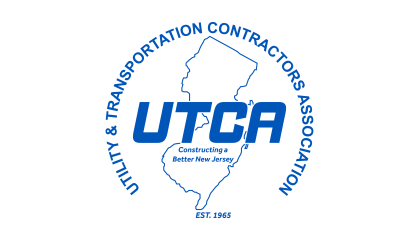 Logo for UTCA, blue lettering against white background and outline of the state of New Jersey.