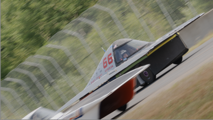 Solar car racing on roadway