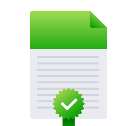 Graphic of lined page with a check mark.