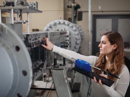 Student working in aerospace lab