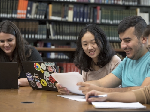 Group of students in library