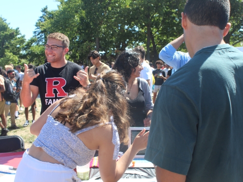 David Gardner with a group of students giving a thumbs up.