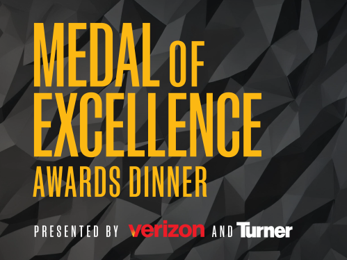 Medal of Excellence Award text on a black background with Verizon and Turner logos.