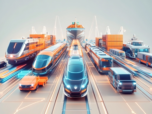 Futurestic illustration of modes of transport.