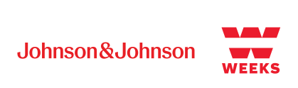 Johnson&Johnson and WEEKS logos in red