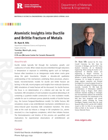 MSE Seminar - Ryan Sills, March 4, 2025